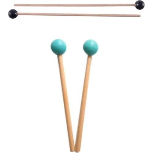 2Pcs Soft Rubber Head Sticks Wood Handle Bell Mallets for Glockenspiel Xylophone Bell Music Instruments Parts