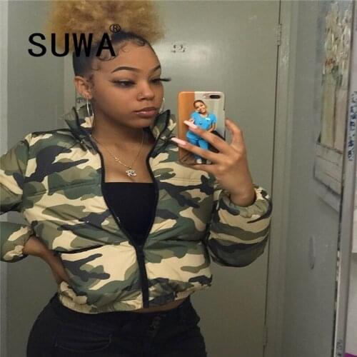 Winter jacket women 2020 new fashion camouflage long sleeve top high street casual lounge wear soft coat tunic