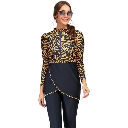 2021 summer Zipper Muslim swimsuit burkini bikini beach wear swimwear