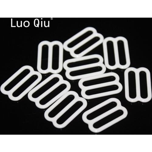 Luo Qiu nylon coated metal bra adjustable buckles 15mm white 8 Bra underwear Metal&plastic buckle Brassiere clasp (500 pcs/lot)