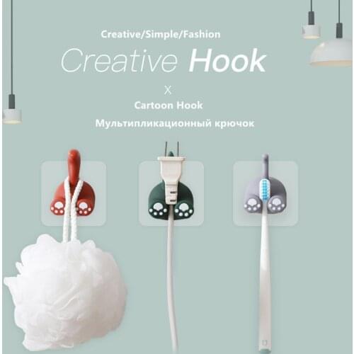 Cute Animal Wall Storage Hook Punch-free Power Plug Socket Holder Toothbrush Hook Wall Adhesive Hanger Bathroom Accessories