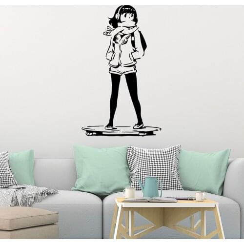 Fashionable Girl Skateboard Girl Wall Stickers Home Furnishing Decorative Wall Sticker For Boys Bedroom Decals Decal Mural