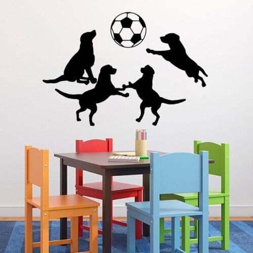 Funny Cute Dog playing ball Art Wall Sticker Childrens room Home Decoration Vinyl DIY Removable Wallpaper JG3439