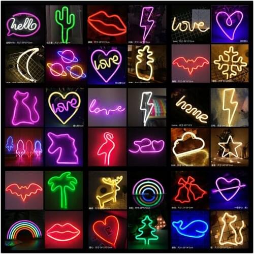 81 Styles Led Neon Light Colorful Rainbow Neon Sign Love for Room Home Party Wedding Propose Decoration Xmas Gift Neon Lamp