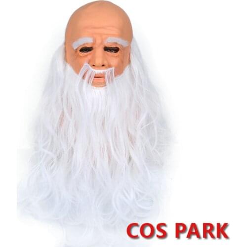 2020 New White Beard Santa Claus Mask Father Christmas Headgear Grandfather Latex Mask Halloween Gift