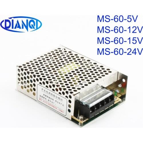 DIANQI switch power supply MS-60W 24V 15V 12V 5V power suply mini size din led ac dc converter MS-60-5 MS-60-12 MS-60-15