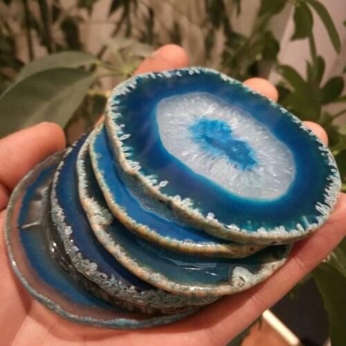 1PC Natural agate slices coaster Polished Agate Slice 6-8cm