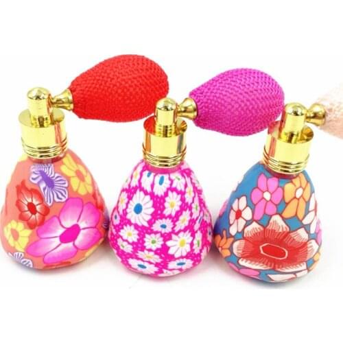 Empty Refillable Colorful Craft Polymer Clay Perfume Bottles Essential Oil Bottles With Air Bag LX2875