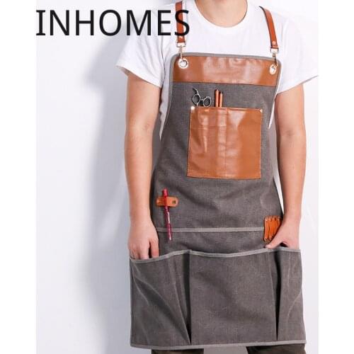 Work Apron Denim Custom Logo Work Clothes Men Women Coffee Milk Tea Shop Barber Chef Restaurant Apron Delantal de cocina
