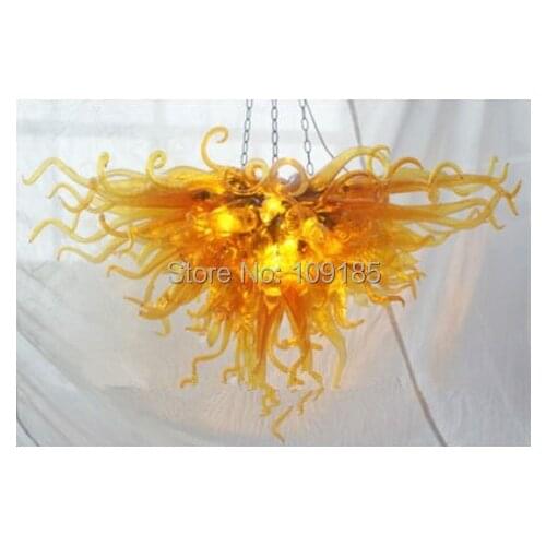 Modern Art Deco Chain Hanging LED Murano Glass Vintage Pendant Lights Amber Pendant Lamps