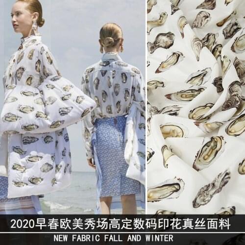 Spring and Summer European and American B Brand Digital Printing Pearl Shell Crepe Stain Fabric Clothing Shirt Cloth