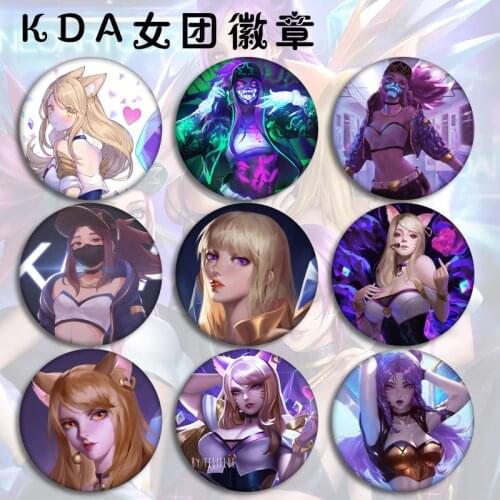 1pc 58mm KDA Nine-Tailed Fox Ahri Akali Pins Brooch Badges Broche