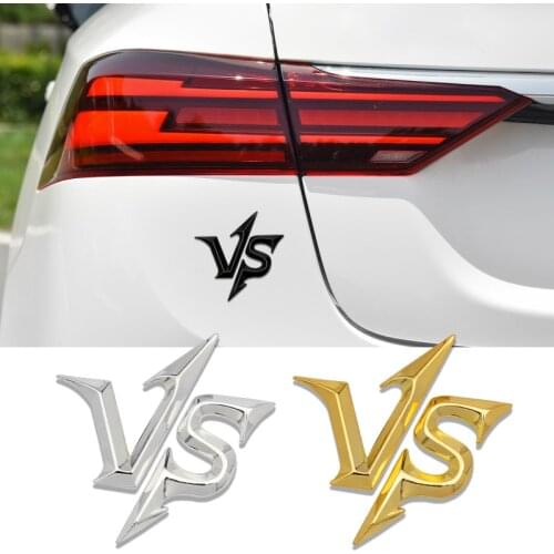 3D Metal VS Personalized Car Stickers Badge Tail Decoration Emblem Decals For E46 F15 Benz Peugeot Fiat Audi ​Auto Accessories