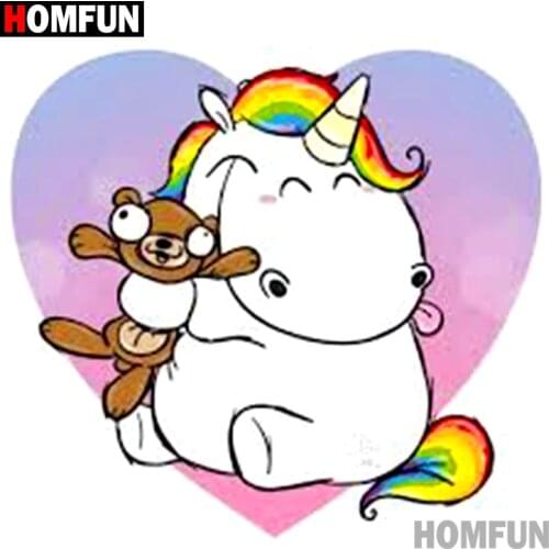 HOMFUN Full Square/Round Drill 5D DIY Diamond Painting "Cartoon unicorn" 3D Embroidery Cross Stitch 5D Home Decor A15710