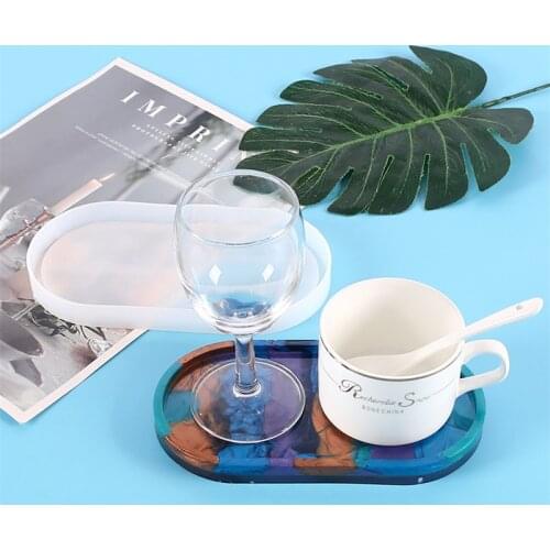 White Oval Mold Round Coaster Mold Oval Tea Coaster Tray Storage Making Silicone Mold Diy Crystal Epoxy Resin Round Coaster Mold