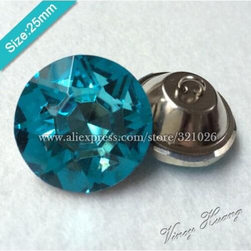 Free shipping 100PCS/LOT 25MM LAKE BLUE Diamond Crystal Glass Buttons,Sofa Button,Upholstery Rhinestone Buttons,Headboard Button
