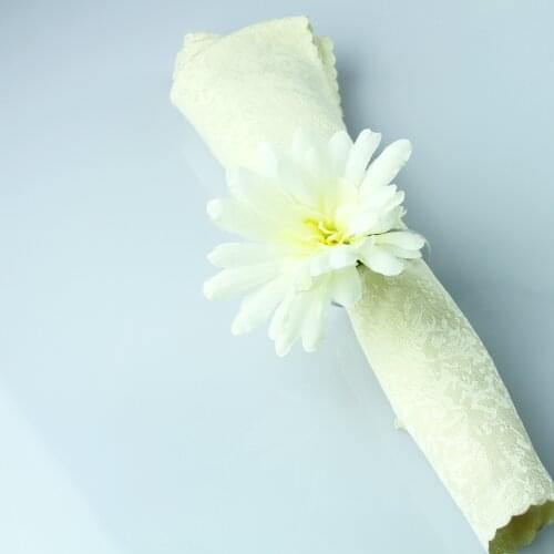 Free Shipping White Silk Flower Napkin Ring Wedding Holiday Decoration , Cheap Holder 12 Pcs