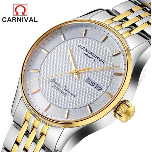 Reloj Hombre CARNIVAL Week Date Automatic Watches Men Luxury Brand Waterproof Fashion Gold Military Mechanical Watch Clock 2020