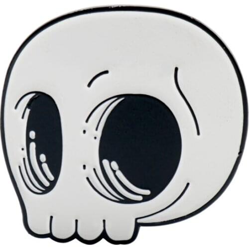 HEYu Enamel Pins Skull Head Shape Brooch Jewelry Halloween Gifts Lapel Pin Accessories
