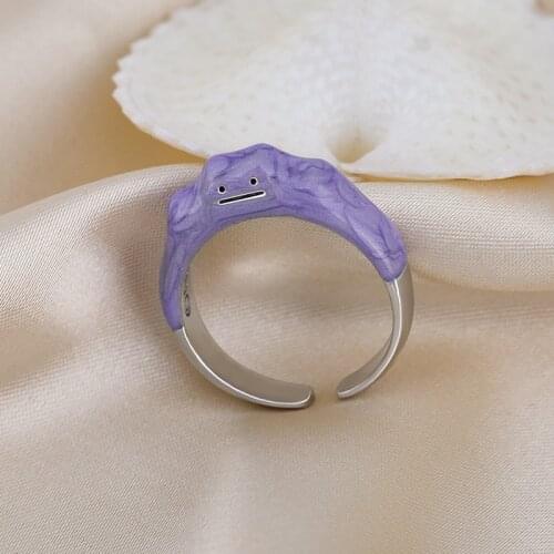 New Funny Monster Open Rings Dripping Oil Purple Cute Womens Ring Design Smile Fashion Ring Wholesale Jewelry