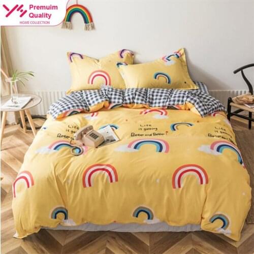 Rainbow Bedding Set Fashion Cartoon Duvet Cover Bed Linen Bedsheet Pillow Case Adult Kids A/B Version Pattern Quilt Cover Sets