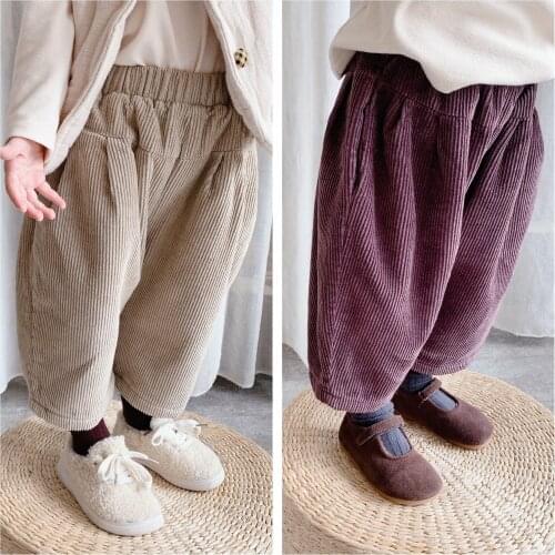 Beautiful Trousers Children Baby Boys Girls Pants Winter Spring Warm Toddler Thicken Plus Velvet Kids Pocket Corduroy High Quali