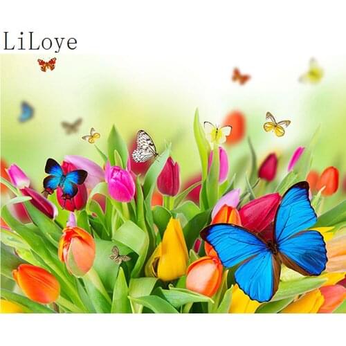 LI LOYE DIY Handicraft Diamond painting tulip rhinestone cross stitch Butterfly icon Drill embroidery pattern Home decor FZ452