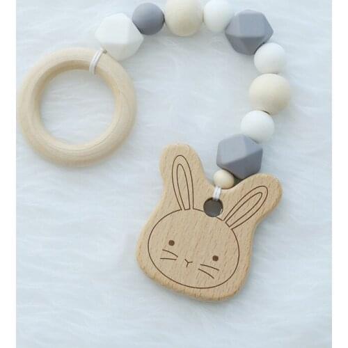 Cute Wooden Baby Bracelet Animal Teething For Baby Organic Kids Room Wall Decor Wood Beads Baby Rattle Stroller Baby Shower Gift