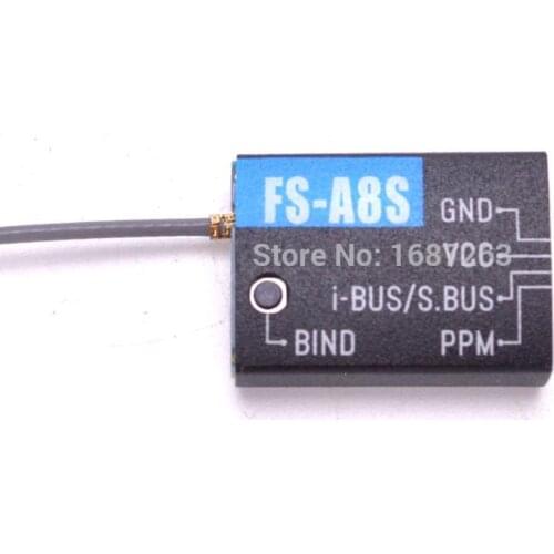 Flysky FS-A8S 2.4G 8CH Mini Receiver with PPM i-BUS SBUS Compatible FS i6 FS i6S I6X Turnigy Evolution For RC Qaudcopter