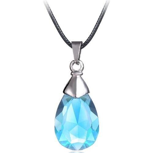 MJ Jewelry Anime Sword Art Online Metal Necklace Yuis Heart Blue Crystal Pendant Cosplay Jewelry Accessories