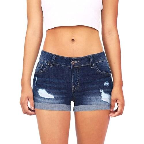 Fashion Women Washed Hole Blue Pants Shorts Mid Waisted Jean Mini Jeans Denim Pants Shorts Ladies Calça Jeans Feminina #T2Q