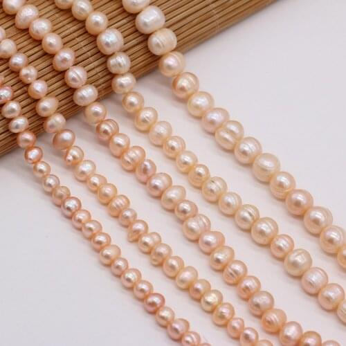 Natural Freshwater Pearl 5-10mm Round A Grade Pink Beads Used In Jewelry Making DIY Necklace Bracelet Accessories 36CM