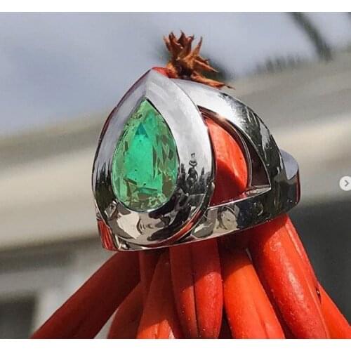 Newest Fashion European and American marine breath green emerald zircon men and women ring wedding party engagement ring