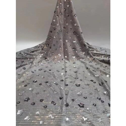 2021 Latest Gorgeous Sequins High-end Tulle Shiny Lace Fabric Luxury Evening Dress French Lace Fabric D4196