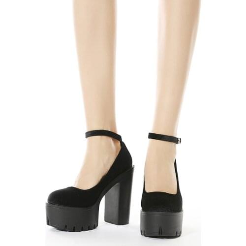 New 2021 large-size suede womens shoes with buckle stage platform platform platform womens shoes high-heeled shoes