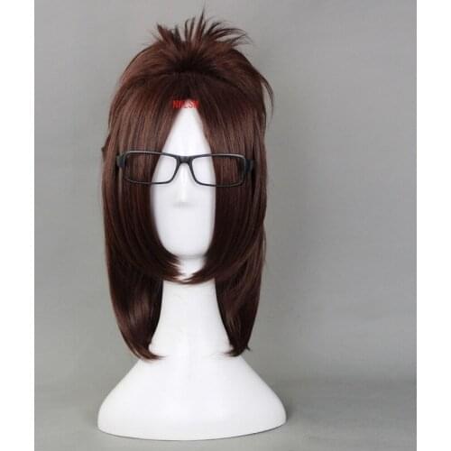 Attack on Titan Hange Zoe 40cm Short Straight Cosplay Wigs for Women Female Fake Hair Anime Universal for Party Brown+ Wig Cap