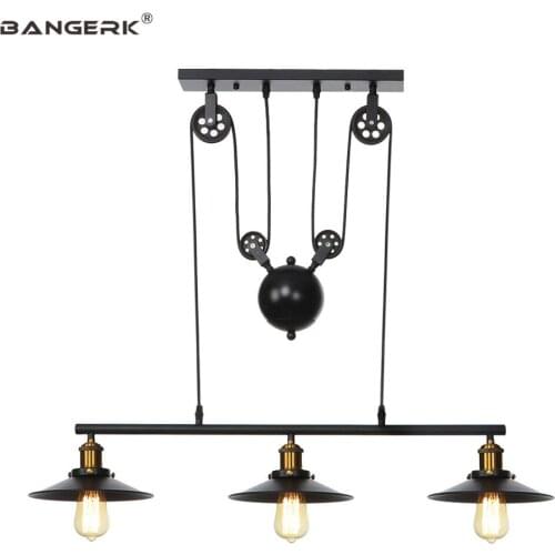 Retro Black Iron Industrial Pendant Lamps Vintage Loft Decor Edison LED Lift Hanging Lights Dining Room Bar Indoor Lighting