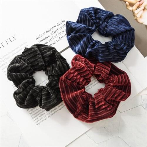 1 Pc Large Size Stripe Velvet Scrunchies Ponytail Holder Tail Wrap Elastic Hair Bands Hair Band Accessories