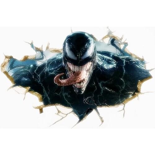 Changeable Venom broken wall to kids room 3d vinyl mural stickers avatar super funny cartoon hero anime poster wallpaper 90*60cm
