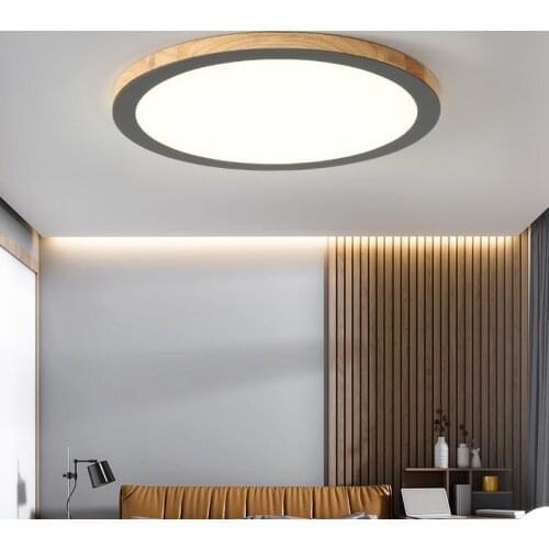 Modern Led Ceiling Lamp Simplicity Solid wood Ultra-thin Circular Design Home Bedroom Living Room Study Indoor Decorative Light