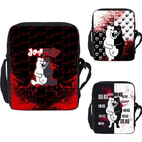Danganronpa Monokuma Bags Women ShoulderBag Men Zipper Bag Fashion Crossbody Cartoon Bag Kawaii Girls Messenger Bag Cosmetic bag