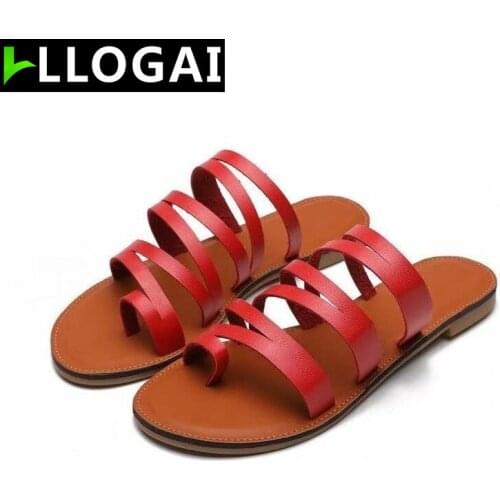 Women Slippers Roman Retro Straps Women Slippers Yellow Flat Shoes Females Summer Sandals Beach Slides Casual Flats Ladies Shoes
