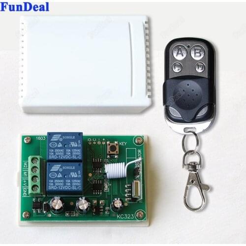 433Mhz Universal Wireless 2Ch Relay Remote Control Switch DC 12V 10A Heterodyne Receiver Module and RF 433 Mhz Remote Controls