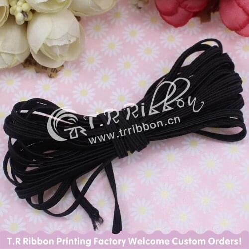 Top quality! 1/8" 3mm Skinny Elastic Ribbon #030 black color, for headwear accessaries 130yards per roll