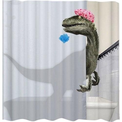 Lovely Bathing Dinosaur Print Shower Curtain Waterproof Bathroom Curtain Bathroom Shower Accessories Decor Bath Curtain 180X200C