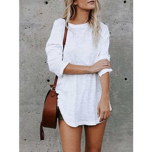 2020 Women Fashion Clothing New Casual Solid Color Long-sleeved Top T-shirt Plus Size 5XL Top