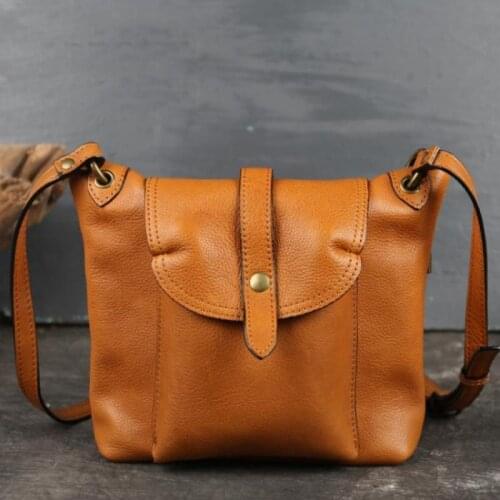 Retro Genuine Leather Women Bag 2021 Summer Female Cowhide Shoulder Bags Solid Color Hasp Small Ladies Messenger Bag Sac A Main