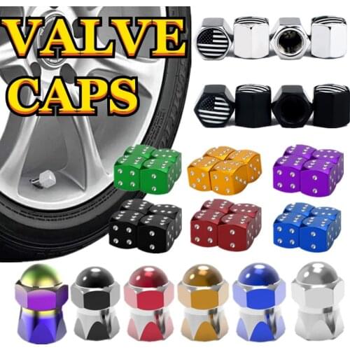 1 Set Car Tire Valve Stems Cap Knurling Style Tire Valve Cap Accessories Aluminum Tire Wheel Stem Air Valve Cap for US Schrader