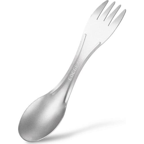 Durable And Practical Titanium Dual-purpose 2 In 1 Fork Spoon Outdoor Camping Dual-Purpose Tableware Cutlery 17x5x3cm