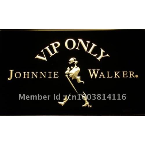 438 VIP Only Johnnie Walker Whiskey LED Neon Light Signs with On/Off Switch 20+ Colors 5 Sizes to choose